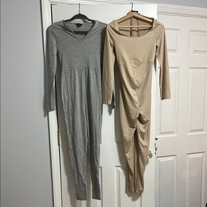PrettyLittleThing Maternity Gray and Tan Long Sleeve Jumpsuit